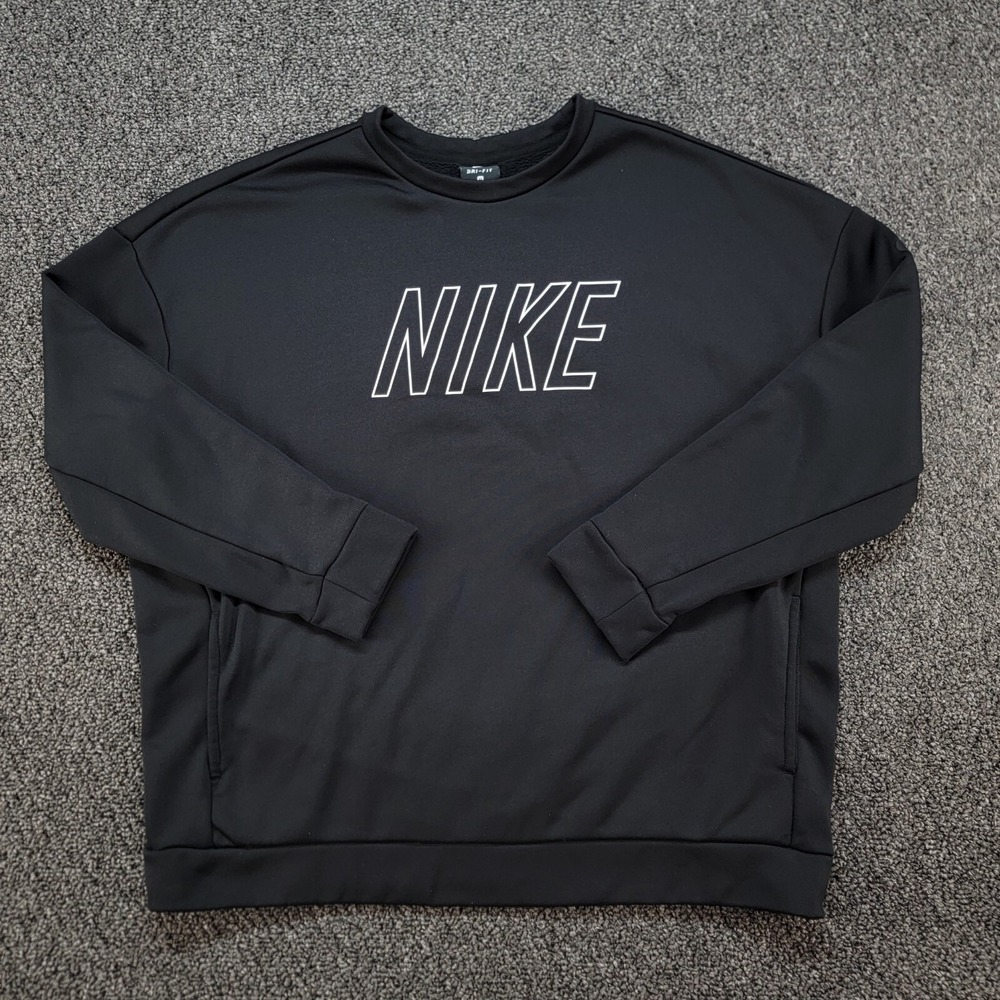 Nike Sweatshirt Women Medium Black Baggy Boxy Fit Pockets Streetwear Hip Hop